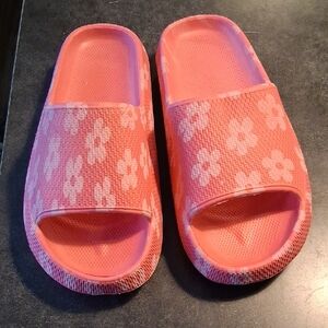 Floral Pink Slide Sandals